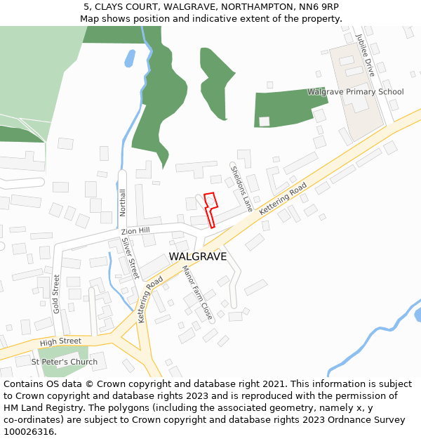 5, CLAYS COURT, WALGRAVE, NORTHAMPTON, NN6 9RP: Location map and indicative extent of plot