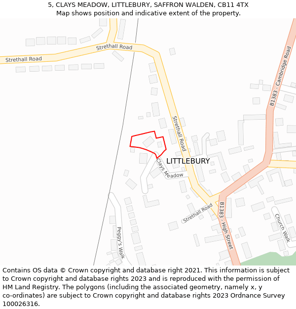 5, CLAYS MEADOW, LITTLEBURY, SAFFRON WALDEN, CB11 4TX: Location map and indicative extent of plot