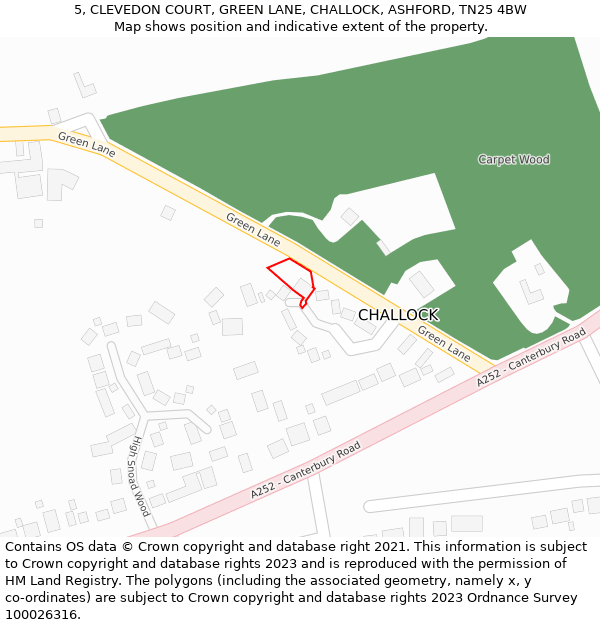 5, CLEVEDON COURT, GREEN LANE, CHALLOCK, ASHFORD, TN25 4BW: Location map and indicative extent of plot