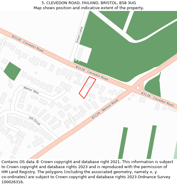 5, CLEVEDON ROAD, FAILAND, BRISTOL, BS8 3UG: Location map and indicative extent of plot