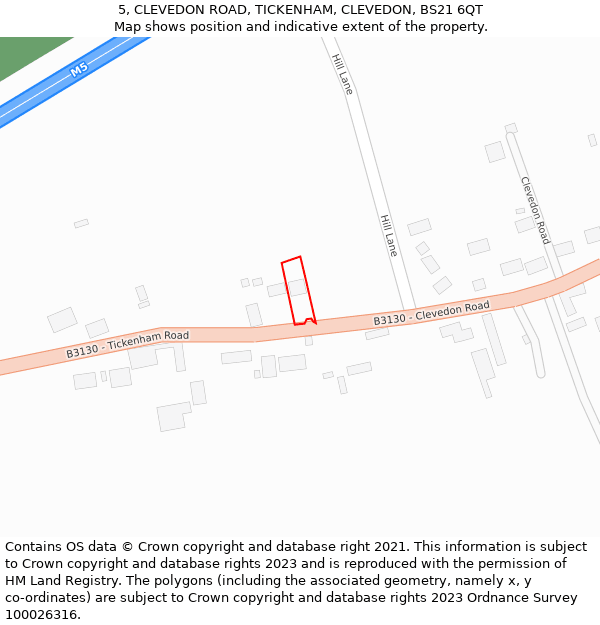 5, CLEVEDON ROAD, TICKENHAM, CLEVEDON, BS21 6QT: Location map and indicative extent of plot