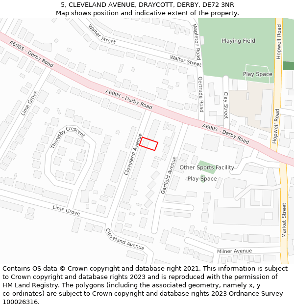 5, CLEVELAND AVENUE, DRAYCOTT, DERBY, DE72 3NR: Location map and indicative extent of plot