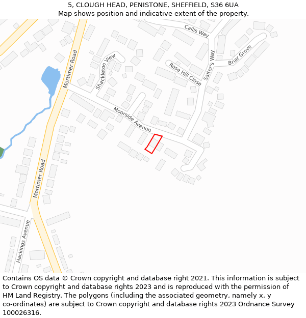 5, CLOUGH HEAD, PENISTONE, SHEFFIELD, S36 6UA: Location map and indicative extent of plot