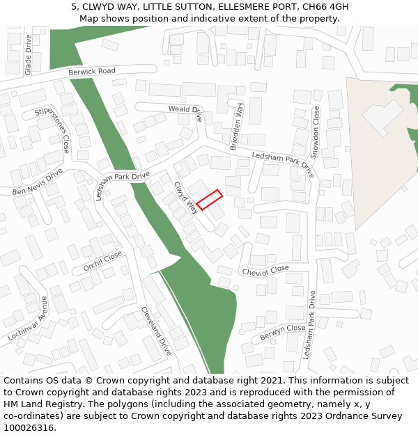 5, CLWYD WAY, LITTLE SUTTON, ELLESMERE PORT, CH66 4GH: Location map and indicative extent of plot