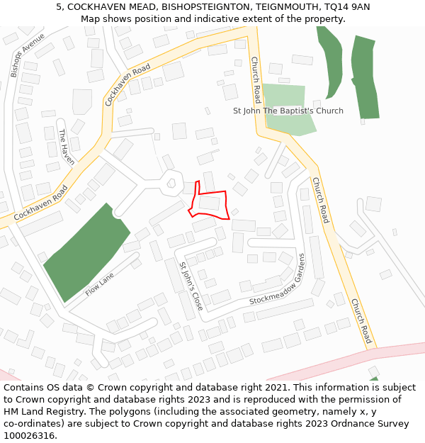 5, COCKHAVEN MEAD, BISHOPSTEIGNTON, TEIGNMOUTH, TQ14 9AN: Location map and indicative extent of plot