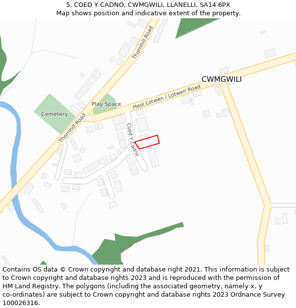 5, COED Y CADNO, CWMGWILI, LLANELLI, SA14 6PX: Location map and indicative extent of plot