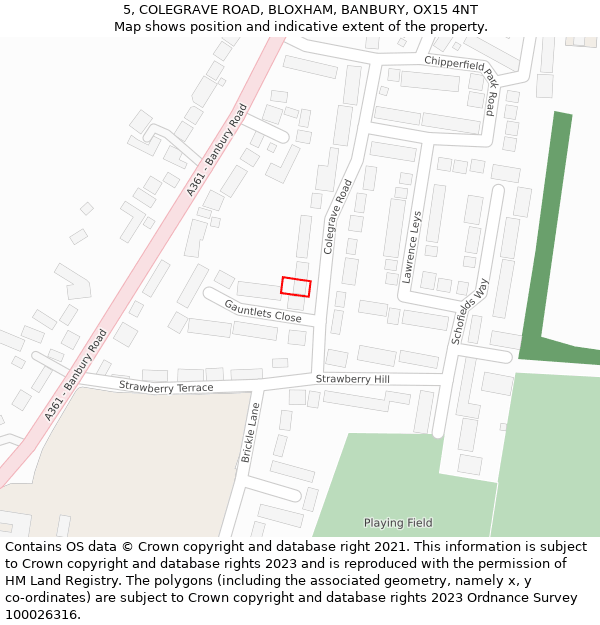 5, COLEGRAVE ROAD, BLOXHAM, BANBURY, OX15 4NT: Location map and indicative extent of plot