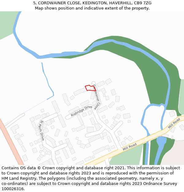 5, CORDWAINER CLOSE, KEDINGTON, HAVERHILL, CB9 7ZG: Location map and indicative extent of plot