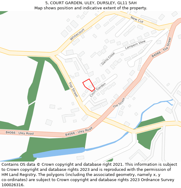 5, COURT GARDEN, ULEY, DURSLEY, GL11 5AH: Location map and indicative extent of plot