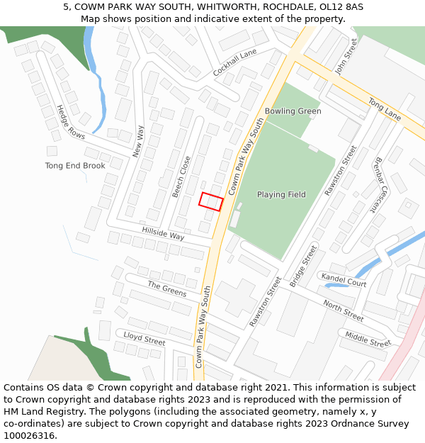 5, COWM PARK WAY SOUTH, WHITWORTH, ROCHDALE, OL12 8AS: Location map and indicative extent of plot