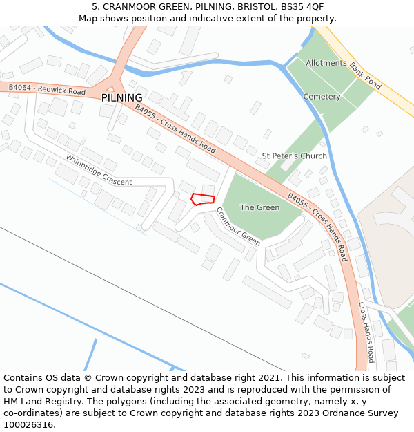 5, CRANMOOR GREEN, PILNING, BRISTOL, BS35 4QF: Location map and indicative extent of plot