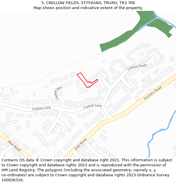 5, CRELLOW FIELDS, STITHIANS, TRURO, TR3 7RE: Location map and indicative extent of plot