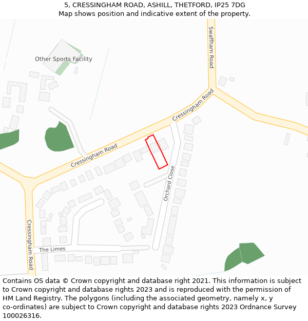 5, CRESSINGHAM ROAD, ASHILL, THETFORD, IP25 7DG: Location map and indicative extent of plot