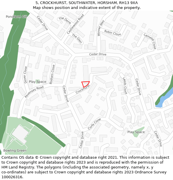 5, CROCKHURST, SOUTHWATER, HORSHAM, RH13 9XA: Location map and indicative extent of plot