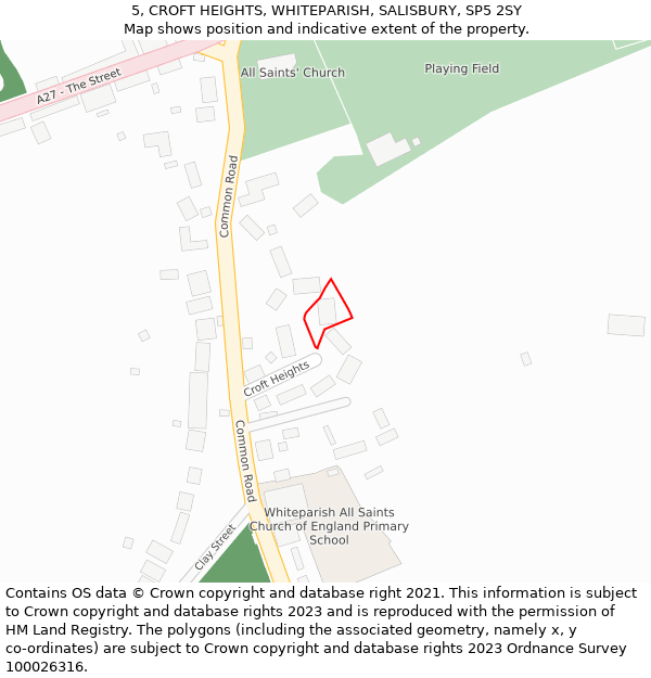 5, CROFT HEIGHTS, WHITEPARISH, SALISBURY, SP5 2SY: Location map and indicative extent of plot