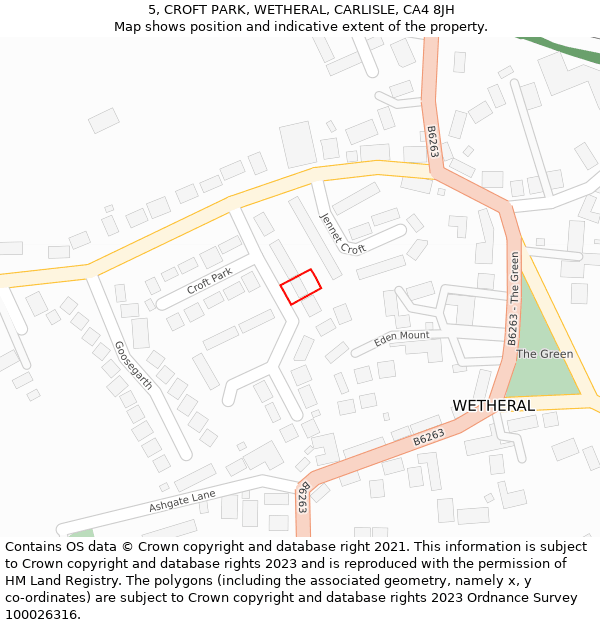 5, CROFT PARK, WETHERAL, CARLISLE, CA4 8JH: Location map and indicative extent of plot