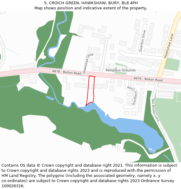 5, CROICH GREEN, HAWKSHAW, BURY, BL8 4PH: Location map and indicative extent of plot