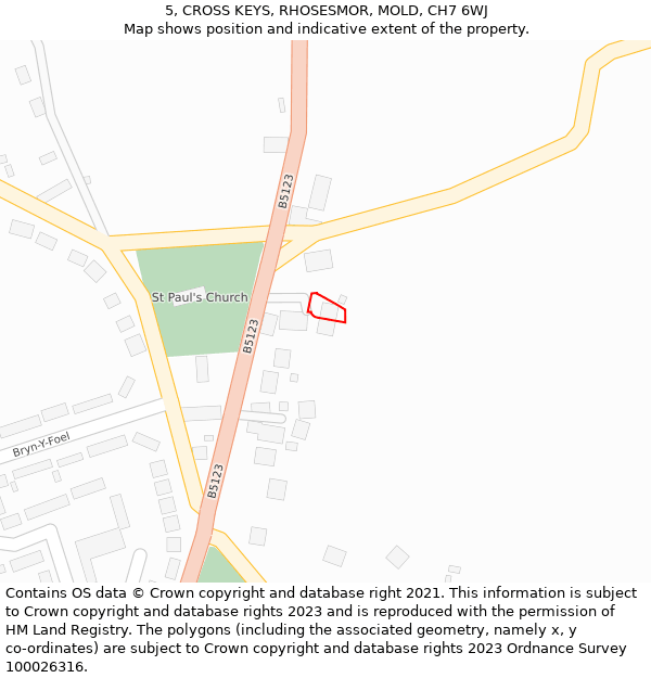 5, CROSS KEYS, RHOSESMOR, MOLD, CH7 6WJ: Location map and indicative extent of plot