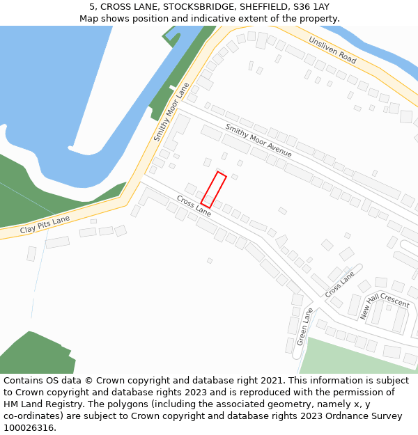 5, CROSS LANE, STOCKSBRIDGE, SHEFFIELD, S36 1AY: Location map and indicative extent of plot