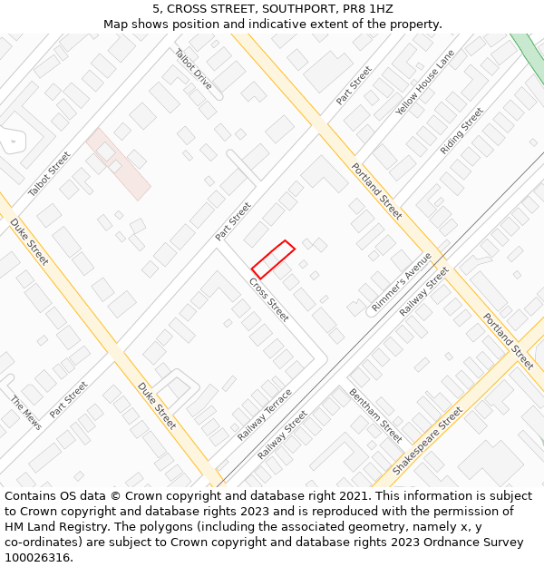 5, CROSS STREET, SOUTHPORT, PR8 1HZ: Location map and indicative extent of plot