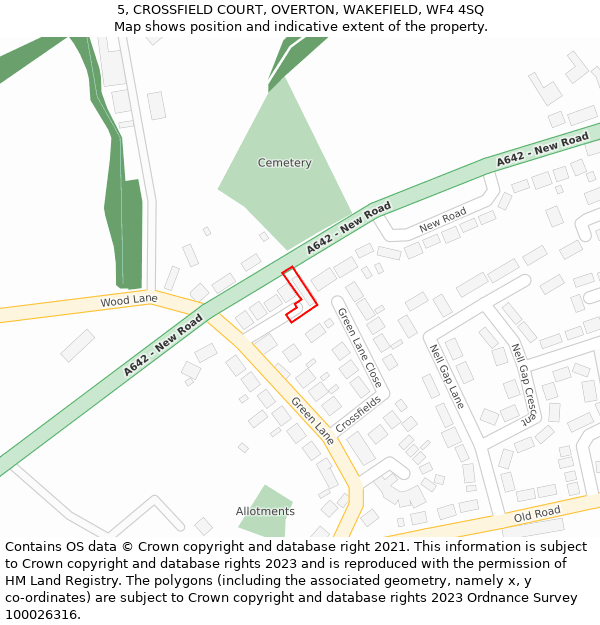 5, CROSSFIELD COURT, OVERTON, WAKEFIELD, WF4 4SQ: Location map and indicative extent of plot