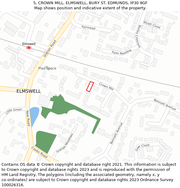 5, CROWN MILL, ELMSWELL, BURY ST. EDMUNDS, IP30 9GF: Location map and indicative extent of plot