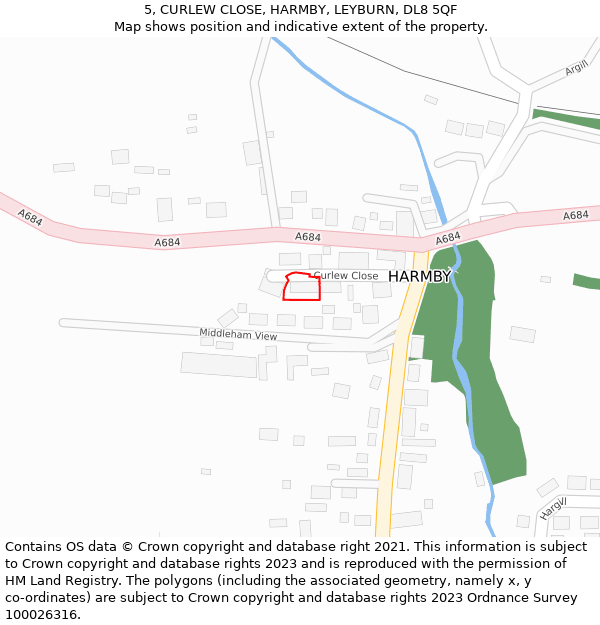 5, CURLEW CLOSE, HARMBY, LEYBURN, DL8 5QF: Location map and indicative extent of plot