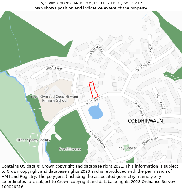 5, CWM CADNO, MARGAM, PORT TALBOT, SA13 2TP: Location map and indicative extent of plot