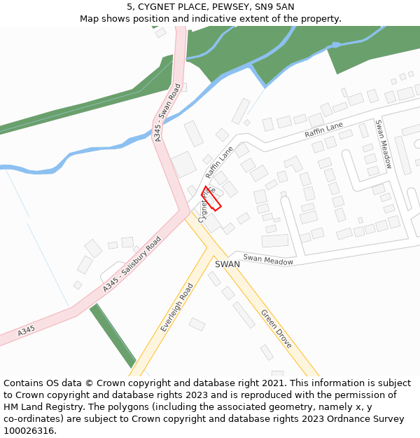 5, CYGNET PLACE, PEWSEY, SN9 5AN: Location map and indicative extent of plot