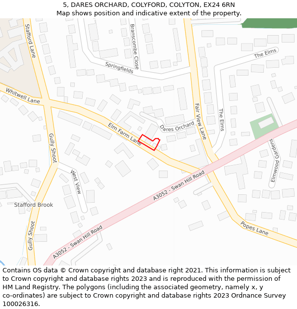 5, DARES ORCHARD, COLYFORD, COLYTON, EX24 6RN: Location map and indicative extent of plot