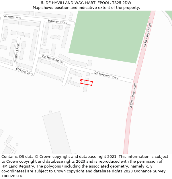 5, DE HAVILLAND WAY, HARTLEPOOL, TS25 2DW: Location map and indicative extent of plot