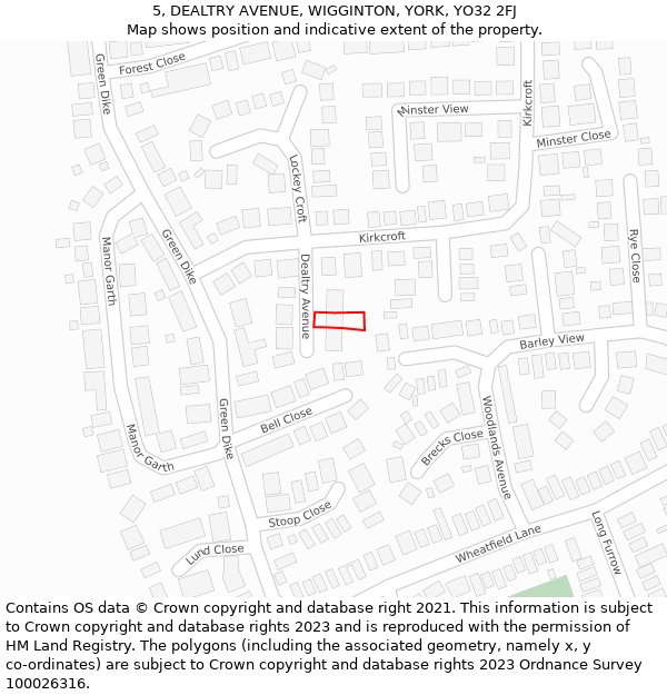 5, DEALTRY AVENUE, WIGGINTON, YORK, YO32 2FJ: Location map and indicative extent of plot