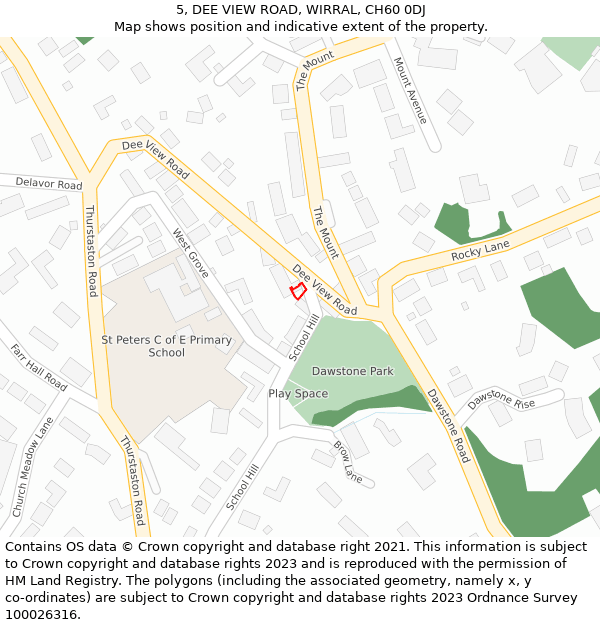 5, DEE VIEW ROAD, WIRRAL, CH60 0DJ: Location map and indicative extent of plot