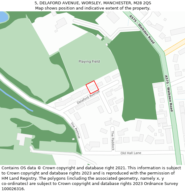 5, DELAFORD AVENUE, WORSLEY, MANCHESTER, M28 2QS: Location map and indicative extent of plot