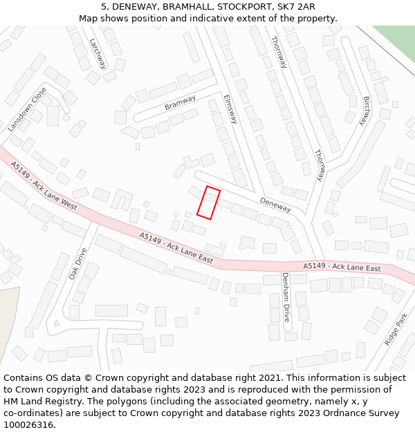 5, DENEWAY, BRAMHALL, STOCKPORT, SK7 2AR: Location map and indicative extent of plot