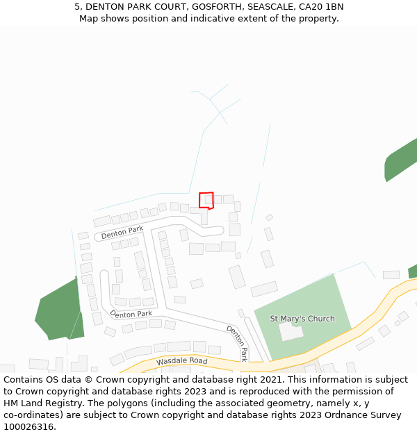 5, DENTON PARK COURT, GOSFORTH, SEASCALE, CA20 1BN: Location map and indicative extent of plot