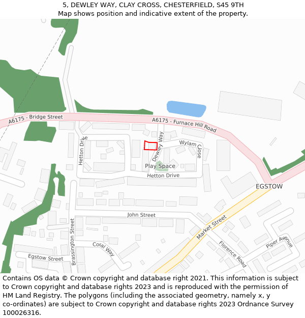 5, DEWLEY WAY, CLAY CROSS, CHESTERFIELD, S45 9TH: Location map and indicative extent of plot