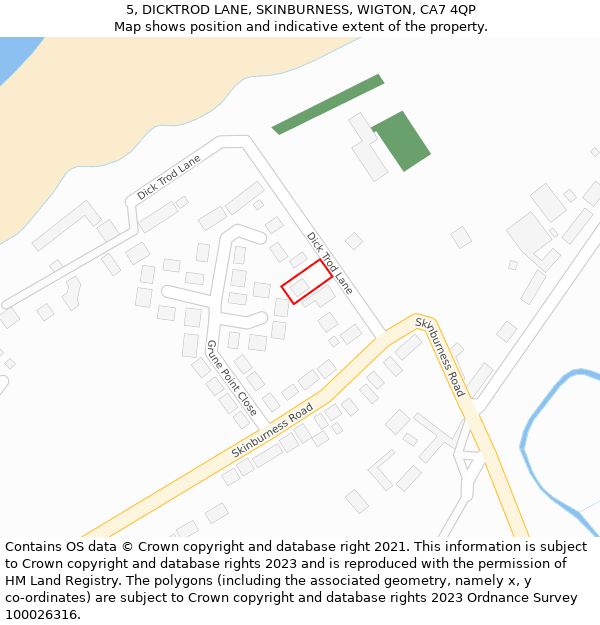 5, DICKTROD LANE, SKINBURNESS, WIGTON, CA7 4QP: Location map and indicative extent of plot