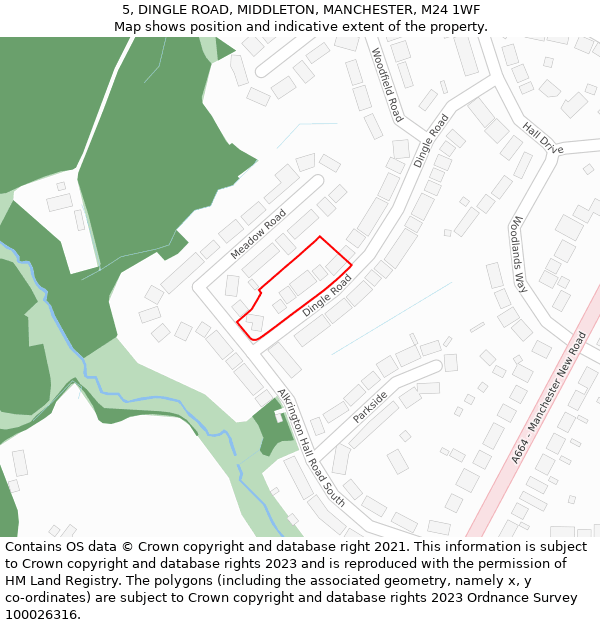 5, DINGLE ROAD, MIDDLETON, MANCHESTER, M24 1WF: Location map and indicative extent of plot