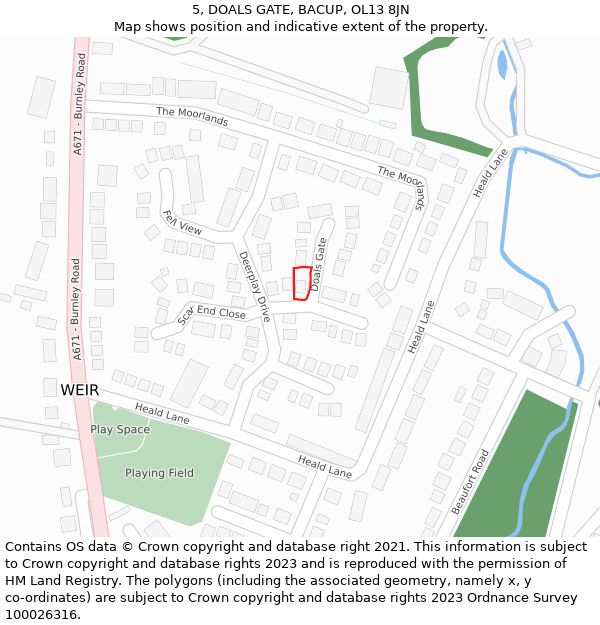 5, DOALS GATE, BACUP, OL13 8JN: Location map and indicative extent of plot