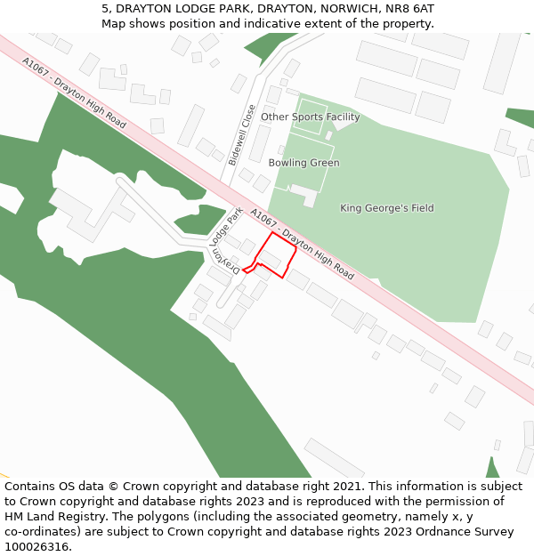 5, DRAYTON LODGE PARK, DRAYTON, NORWICH, NR8 6AT: Location map and indicative extent of plot