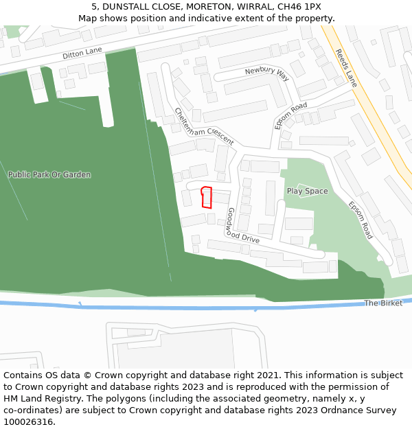 5, DUNSTALL CLOSE, MORETON, WIRRAL, CH46 1PX: Location map and indicative extent of plot