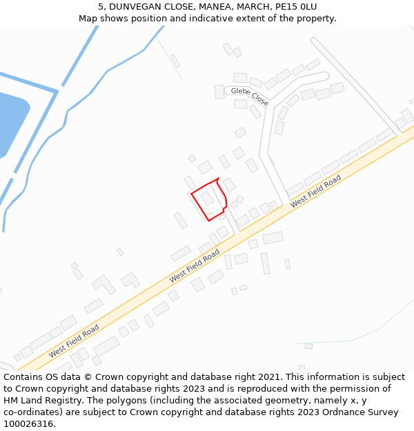 5, DUNVEGAN CLOSE, MANEA, MARCH, PE15 0LU: Location map and indicative extent of plot