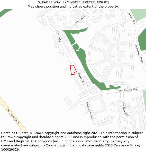 5, EAGER WAY, EXMINSTER, EXETER, EX6 8TJ: Location map and indicative extent of plot