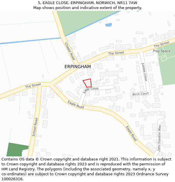 5, EAGLE CLOSE, ERPINGHAM, NORWICH, NR11 7AW: Location map and indicative extent of plot