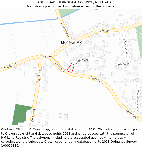 5, EAGLE ROAD, ERPINGHAM, NORWICH, NR11 7AD: Location map and indicative extent of plot
