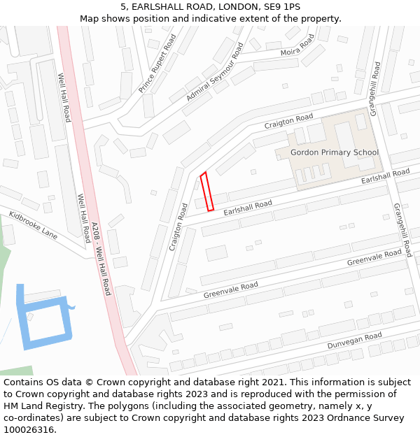 5, EARLSHALL ROAD, LONDON, SE9 1PS: Location map and indicative extent of plot