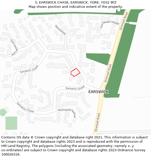 5, EARSWICK CHASE, EARSWICK, YORK, YO32 9FZ: Location map and indicative extent of plot