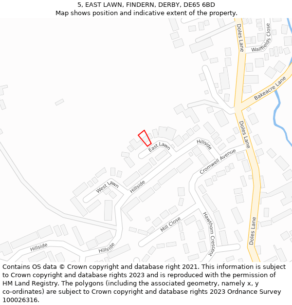 5, EAST LAWN, FINDERN, DERBY, DE65 6BD: Location map and indicative extent of plot