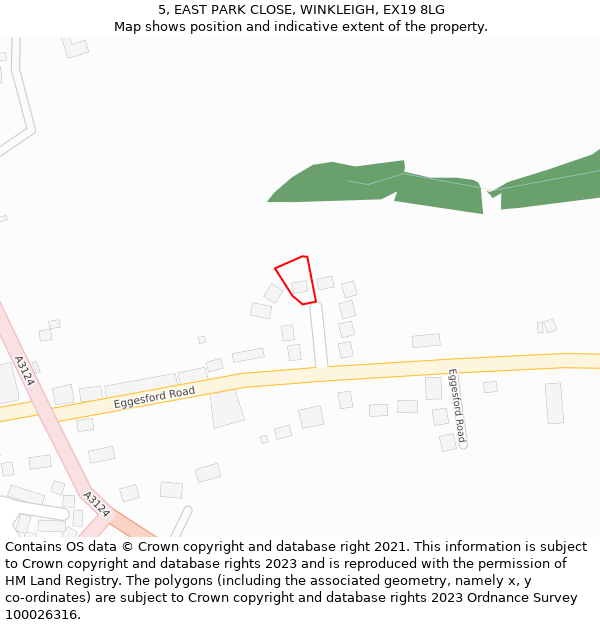 5, EAST PARK CLOSE, WINKLEIGH, EX19 8LG: Location map and indicative extent of plot